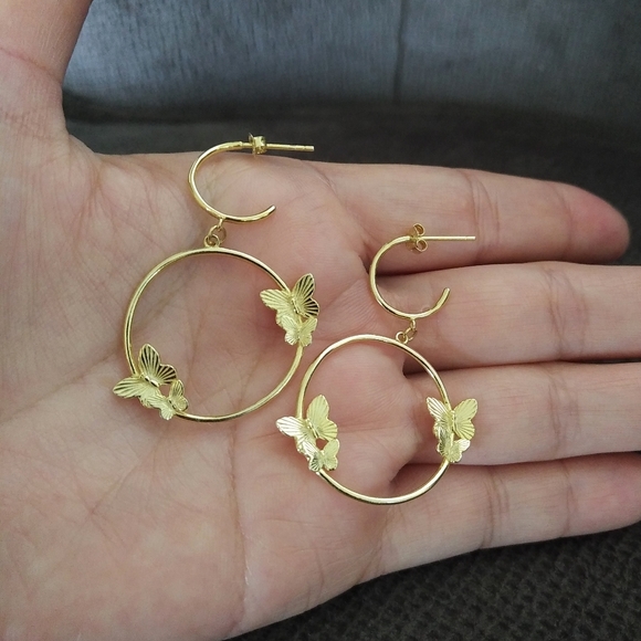 isabella m. Open Circle Butterflies🦋 Earrings - Picture 2 of 14